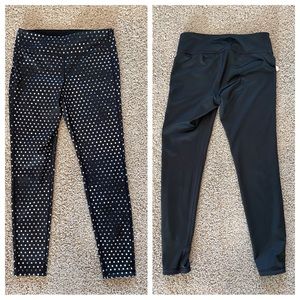 Athleta Crystal Chaturanga Polka Dot Leggings Reversible Tights Black White Med